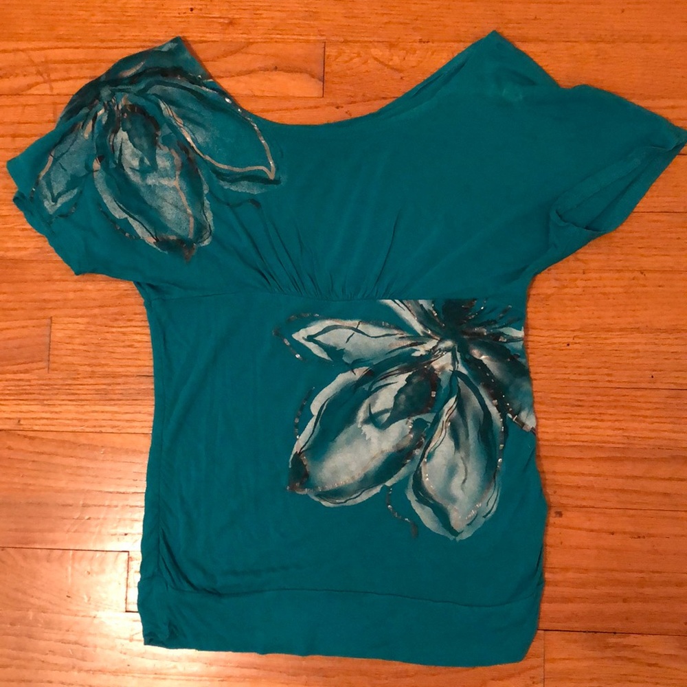 Turquoise Graphic Top